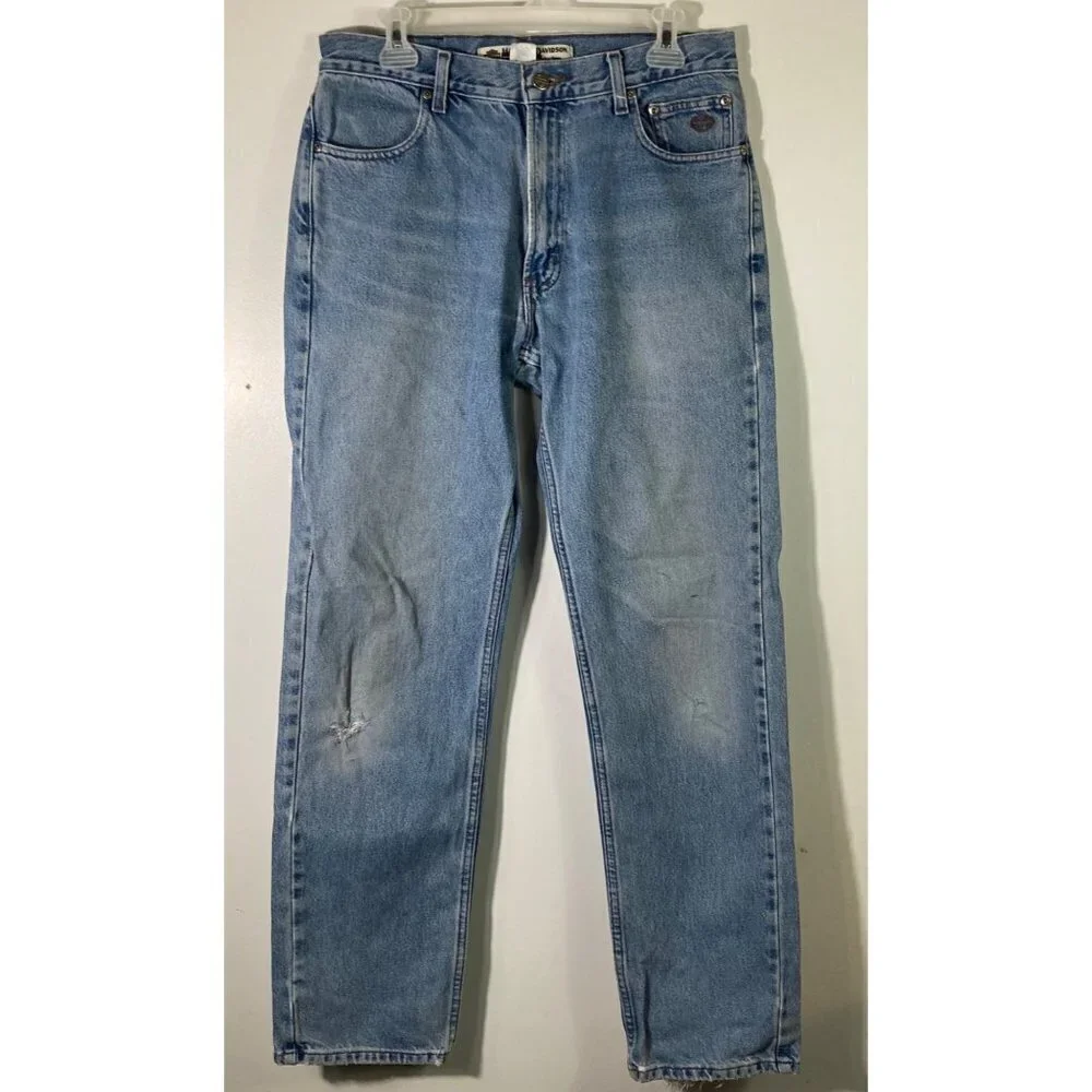 Mens‎ Vintage 90s Harley Davidson Moto Jeans Cotton Blue 32 x 34